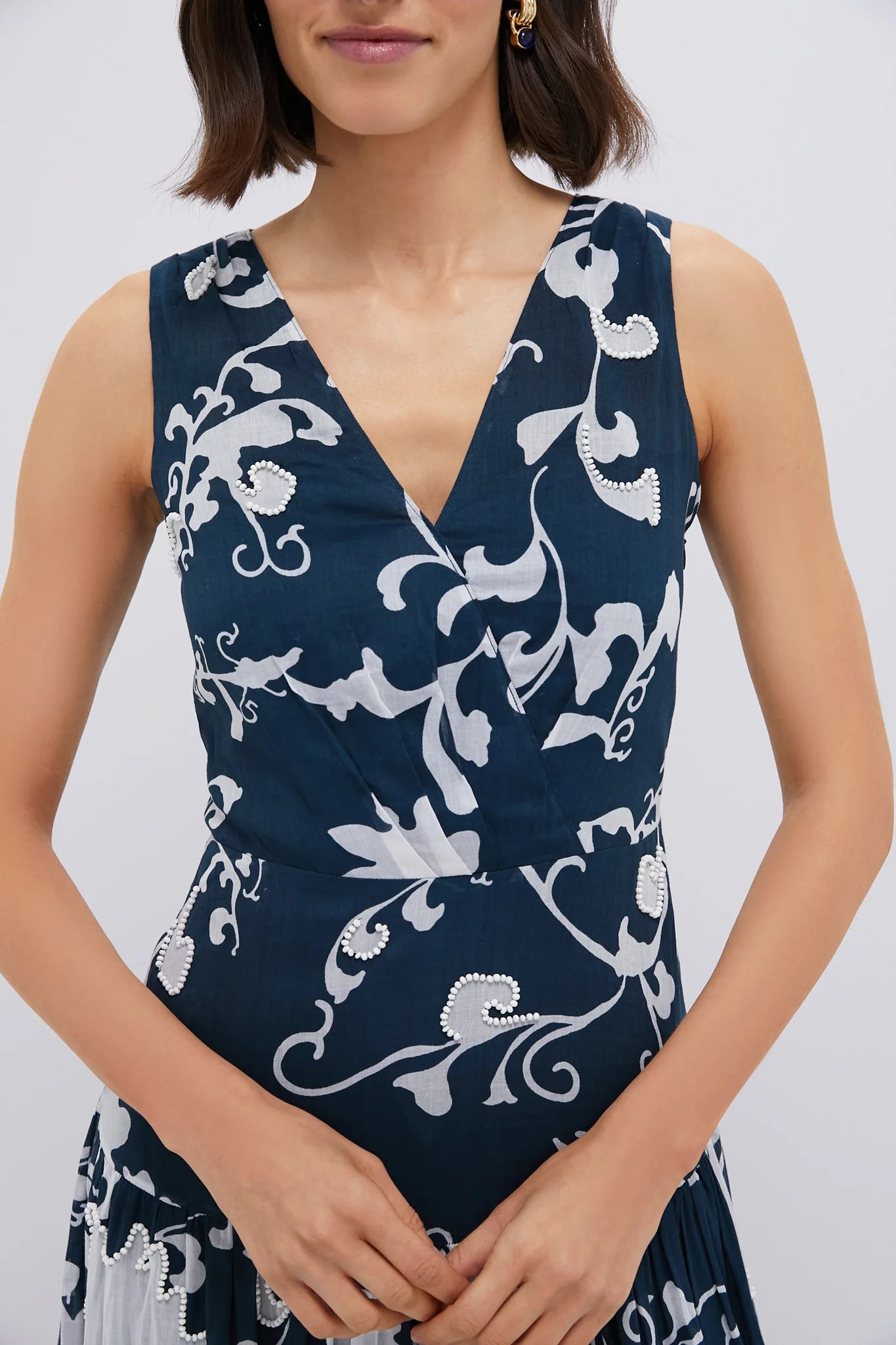 Blue Flower Screen Antheia Midi Dress