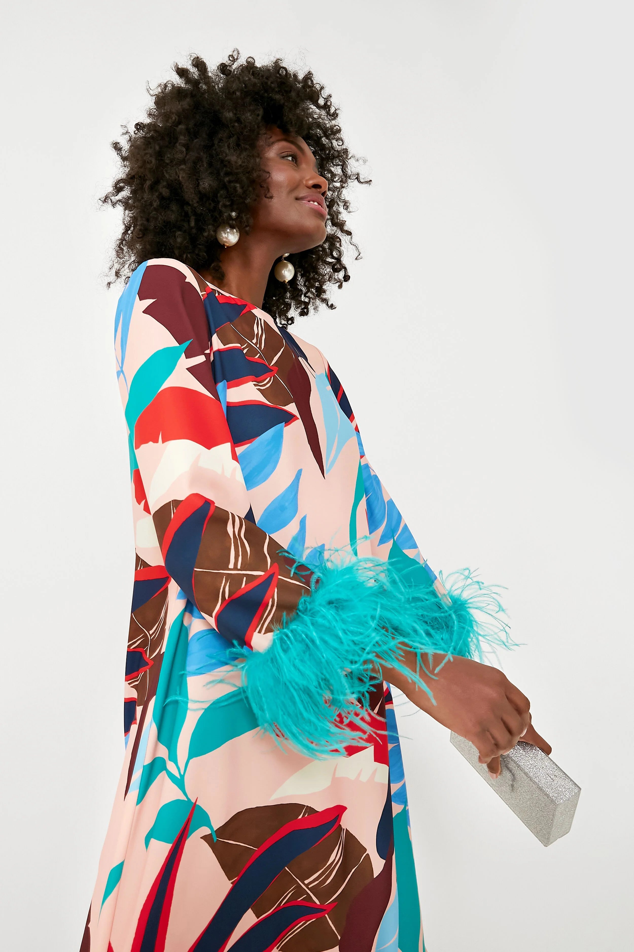 Vibrant Palm Feather Jamie Dress