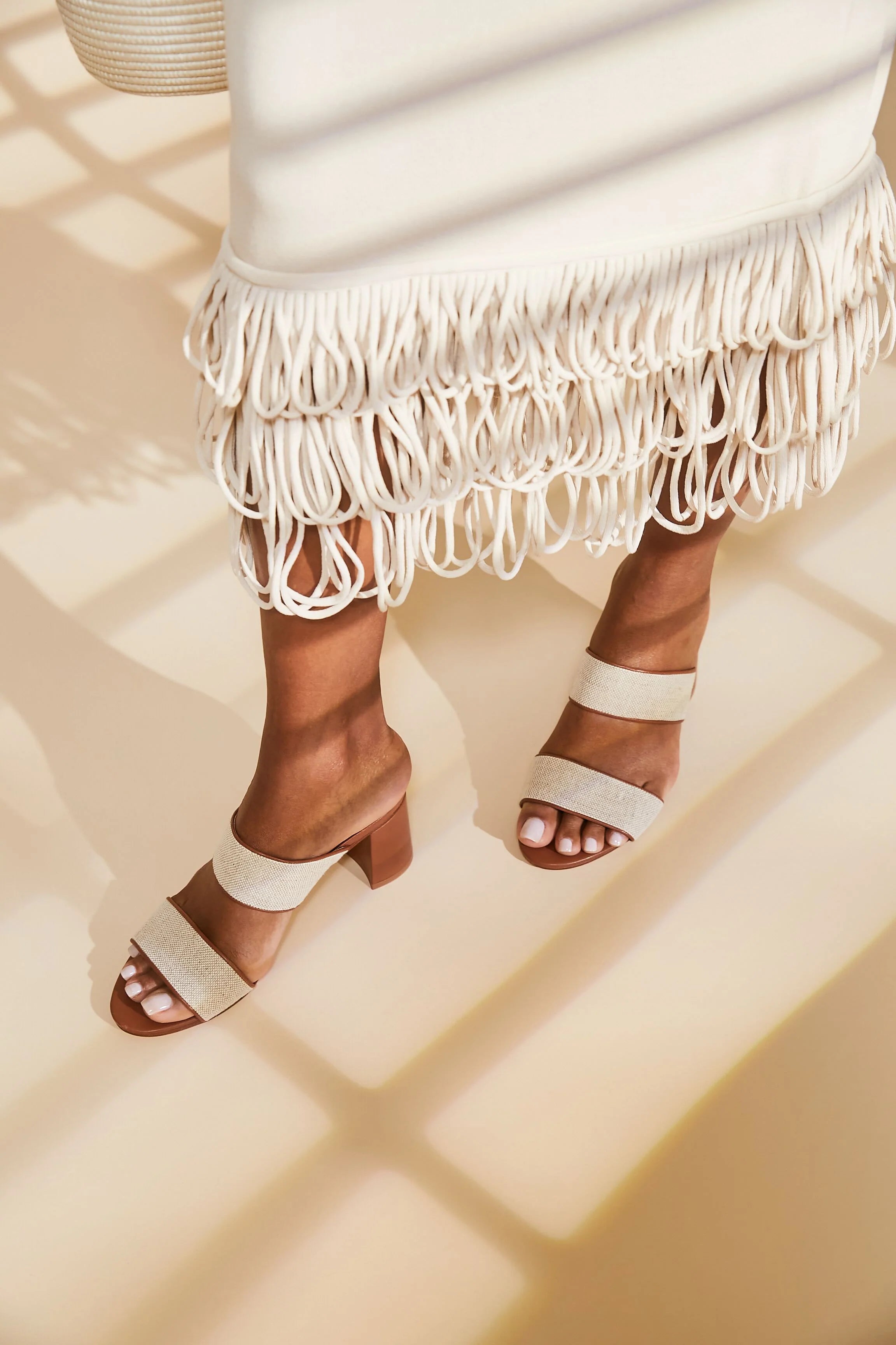 Canvas and Leather Mercer Heels