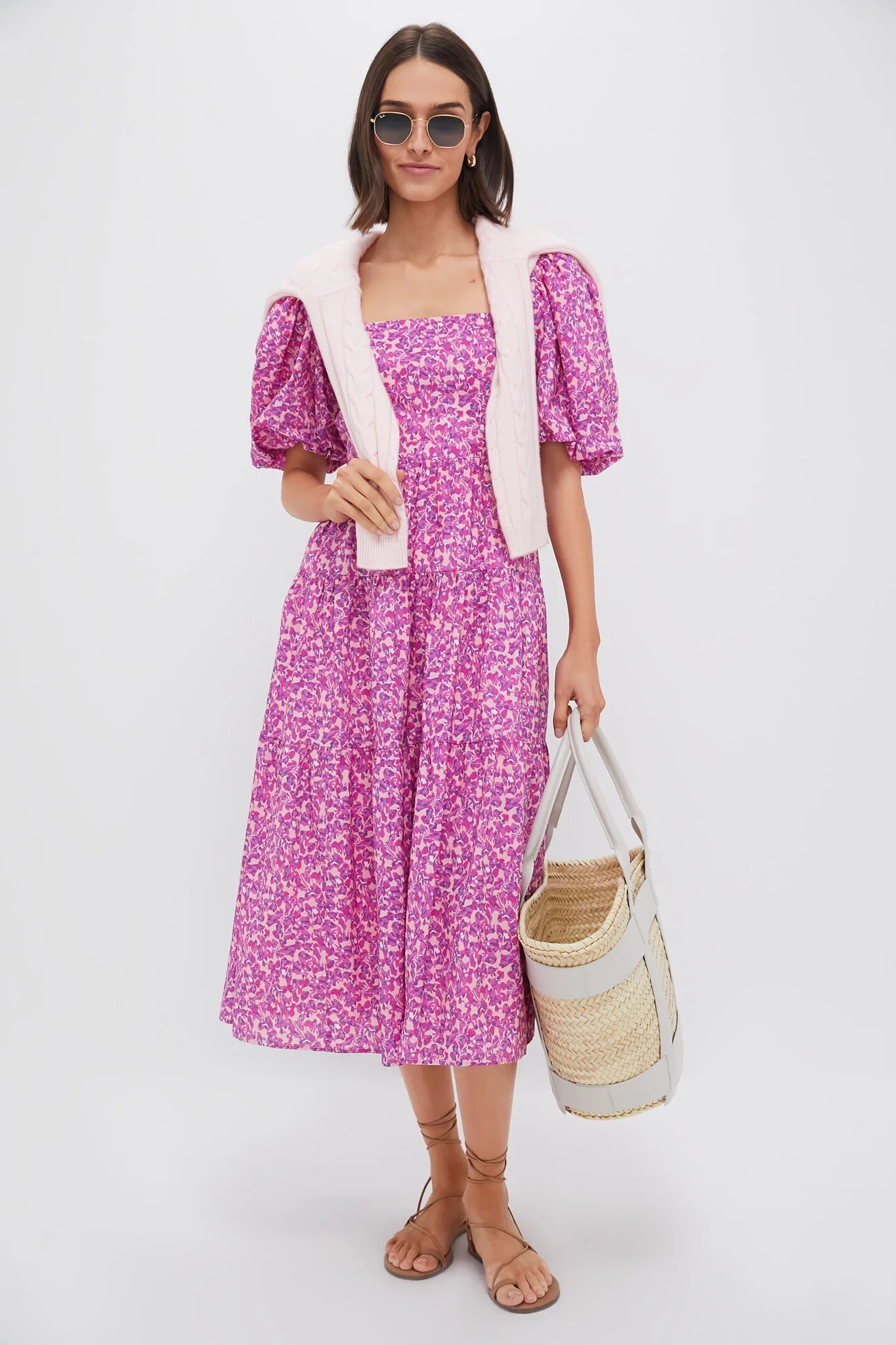 Pink Multi Floral Estella Midi Dress