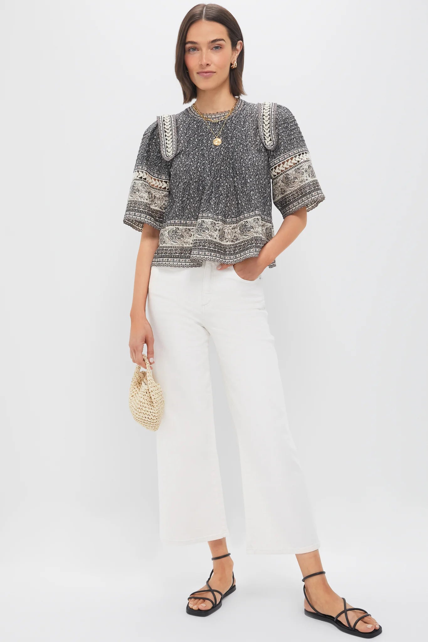 Multi Palma Print Short Sleeve Top