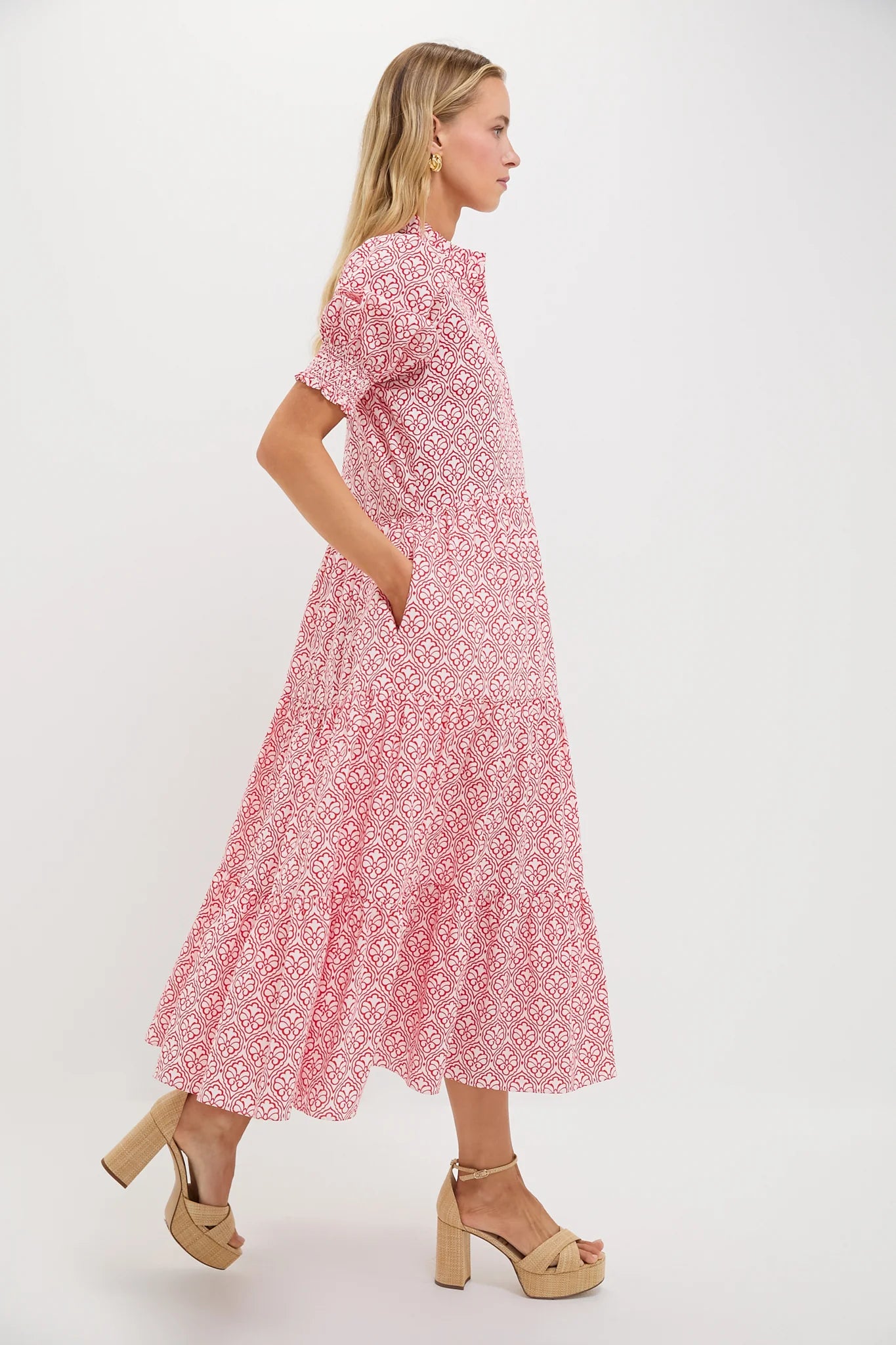 Red & White Quatrefoil Bennett Maxi Dress