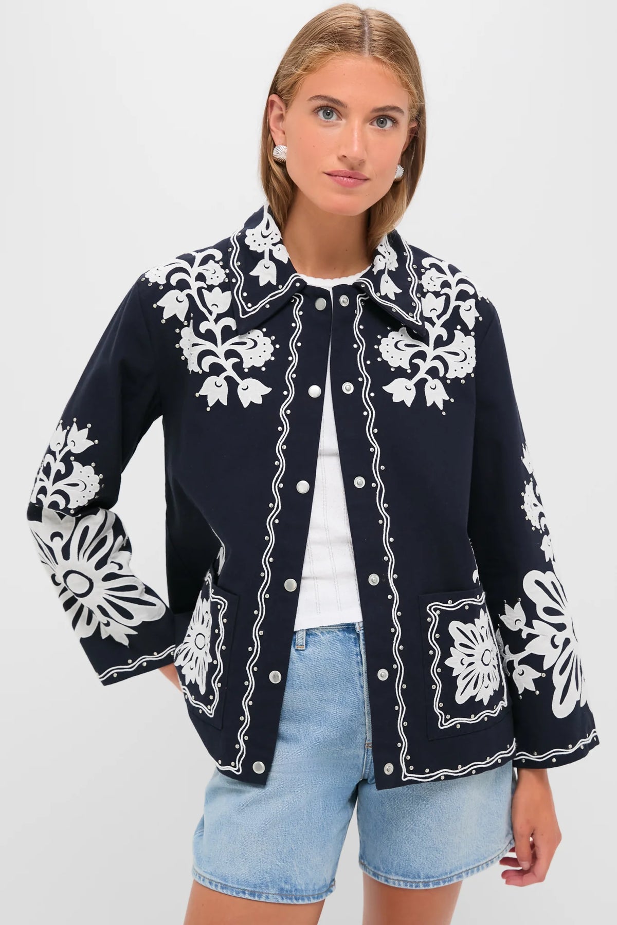 Navy Liliana Applique Jacket