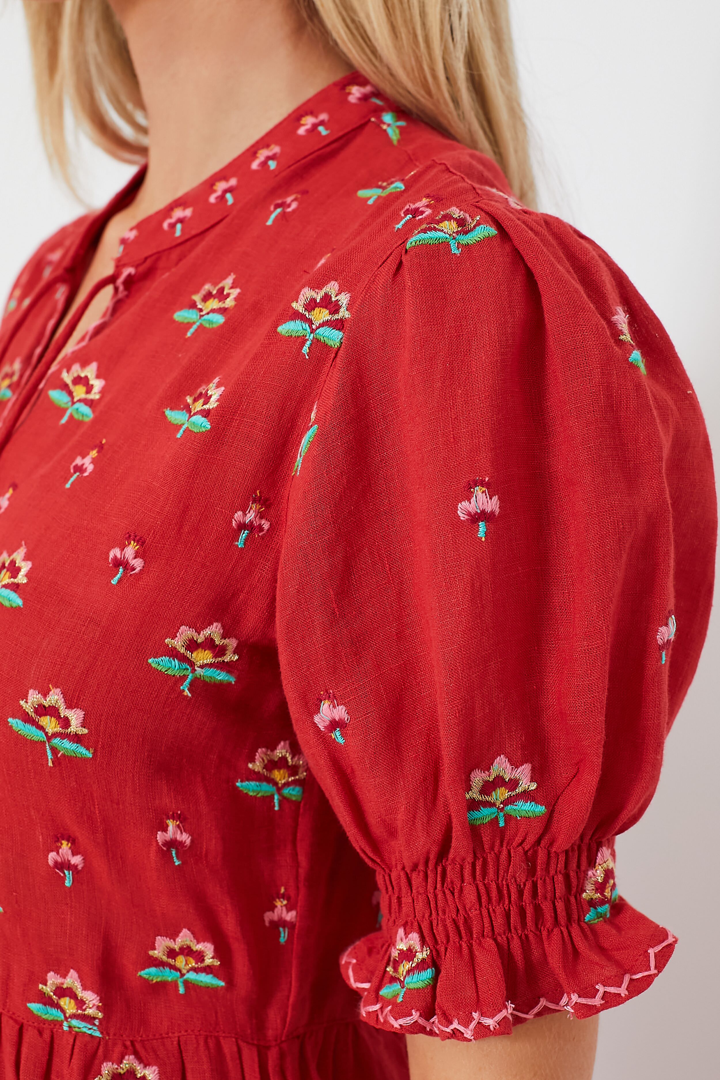 Red Lotus Flower Flaming Katy Dress