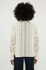 Cream Lainey Eyelet Longsleeve Top