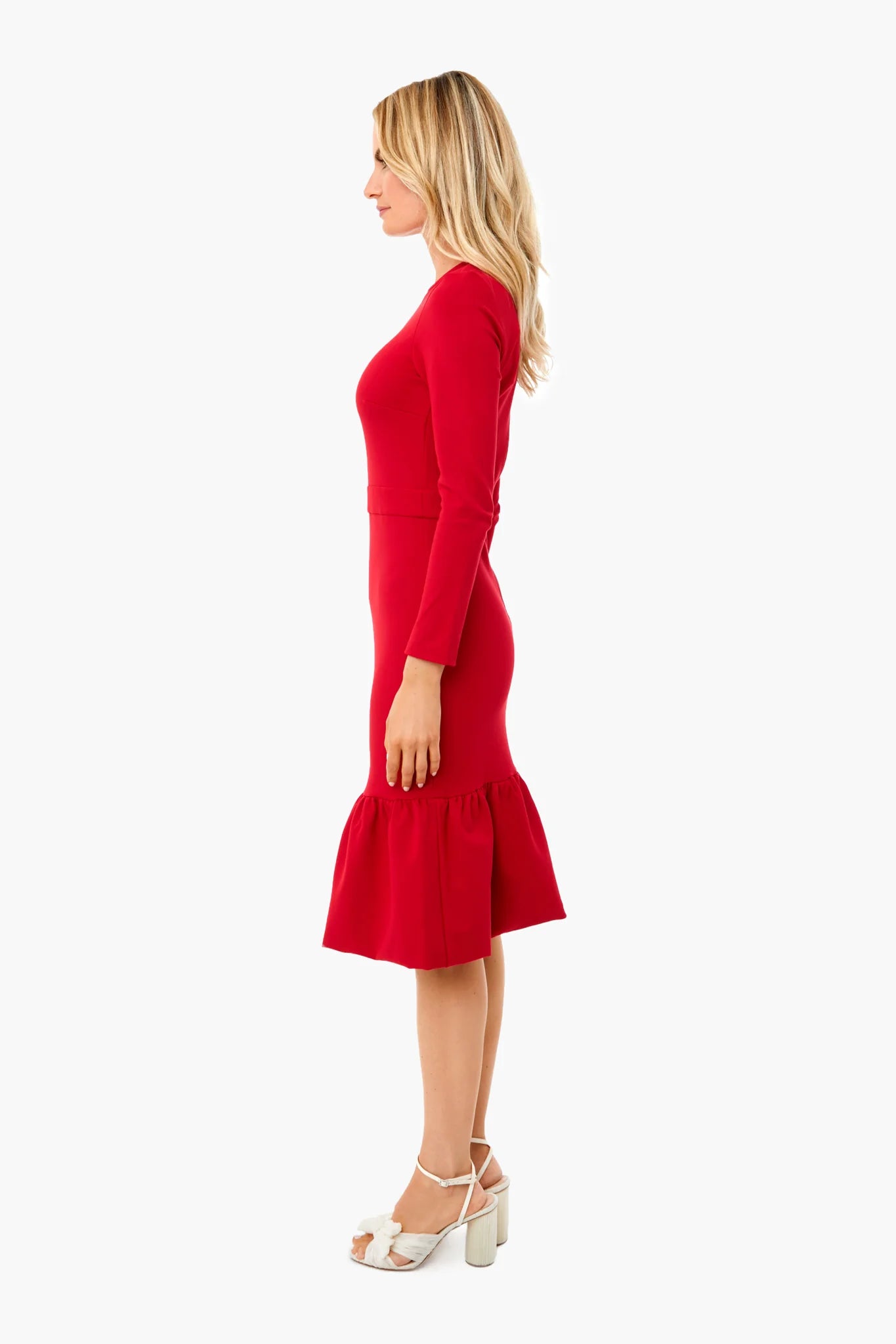 Red Long Sleeve Lena Dress