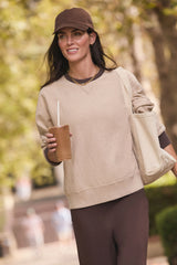 Heather Sandstone and Brown 100% Cotton Kolar Crewneck Sweatshirt