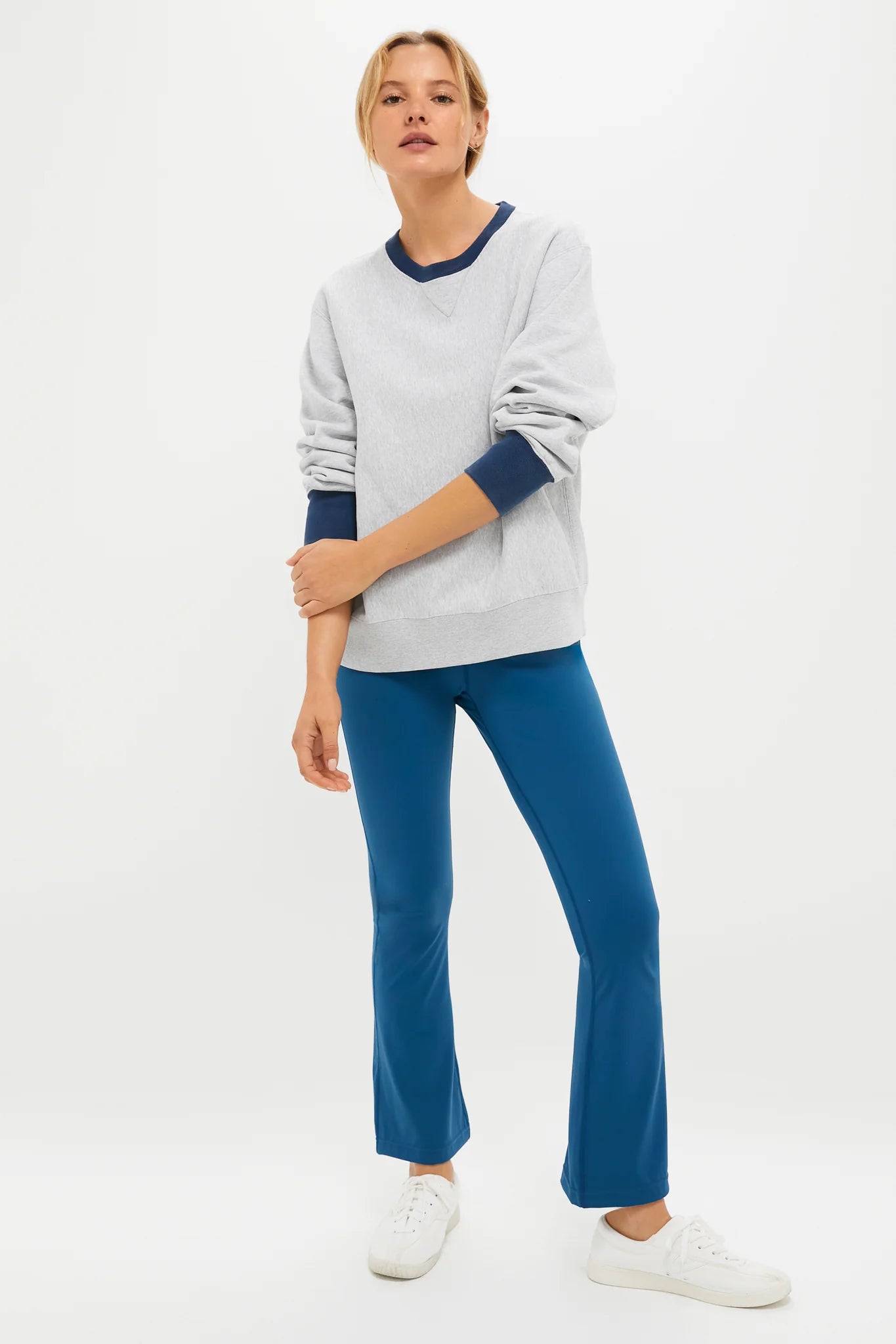 Heather Gray and Navy 100% Cotton Kolar Crewneck Sweatshirt