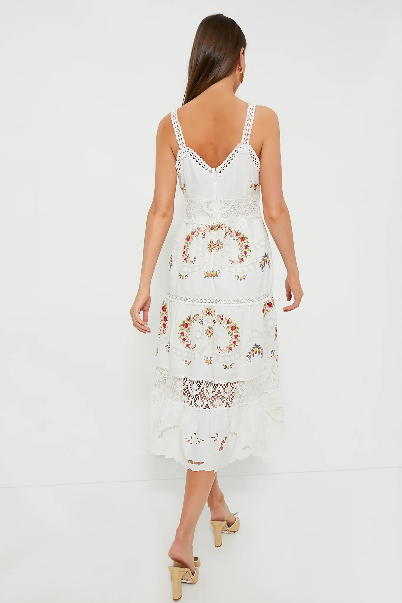 White Edwina Embroidery Sleeveless Dress