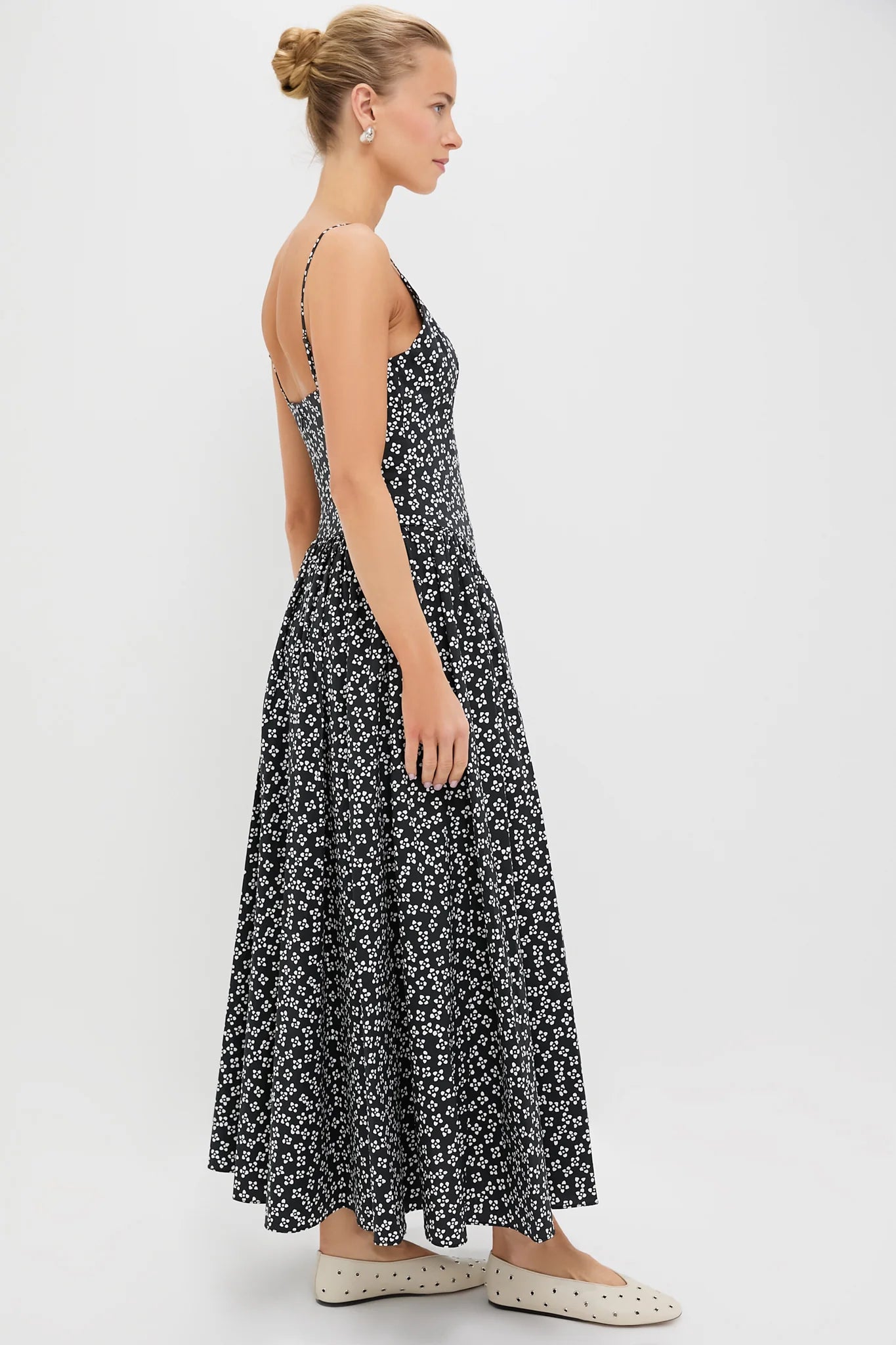 Black Woodblock Floral Dena Dress