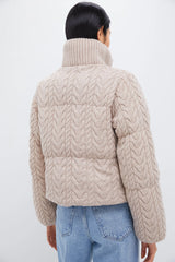 Light Taupe Reggie Cable Knit Puffer