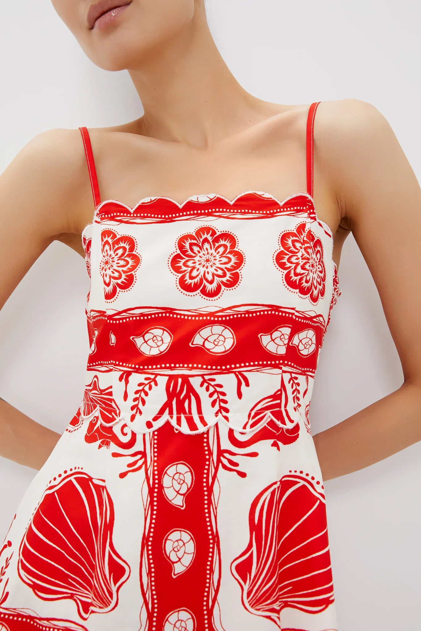 Red Multi Shell Midi Dress