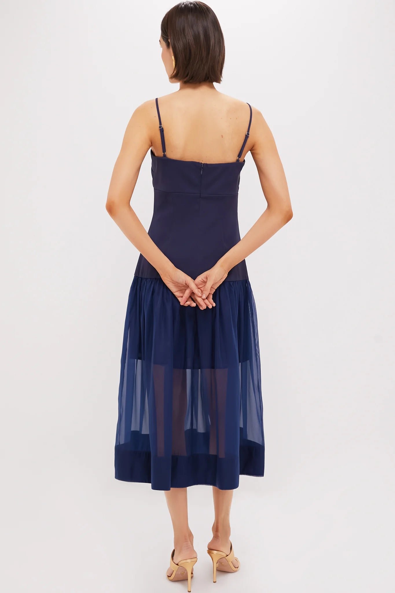 Navy Drop Waist Dawson Midi Dress