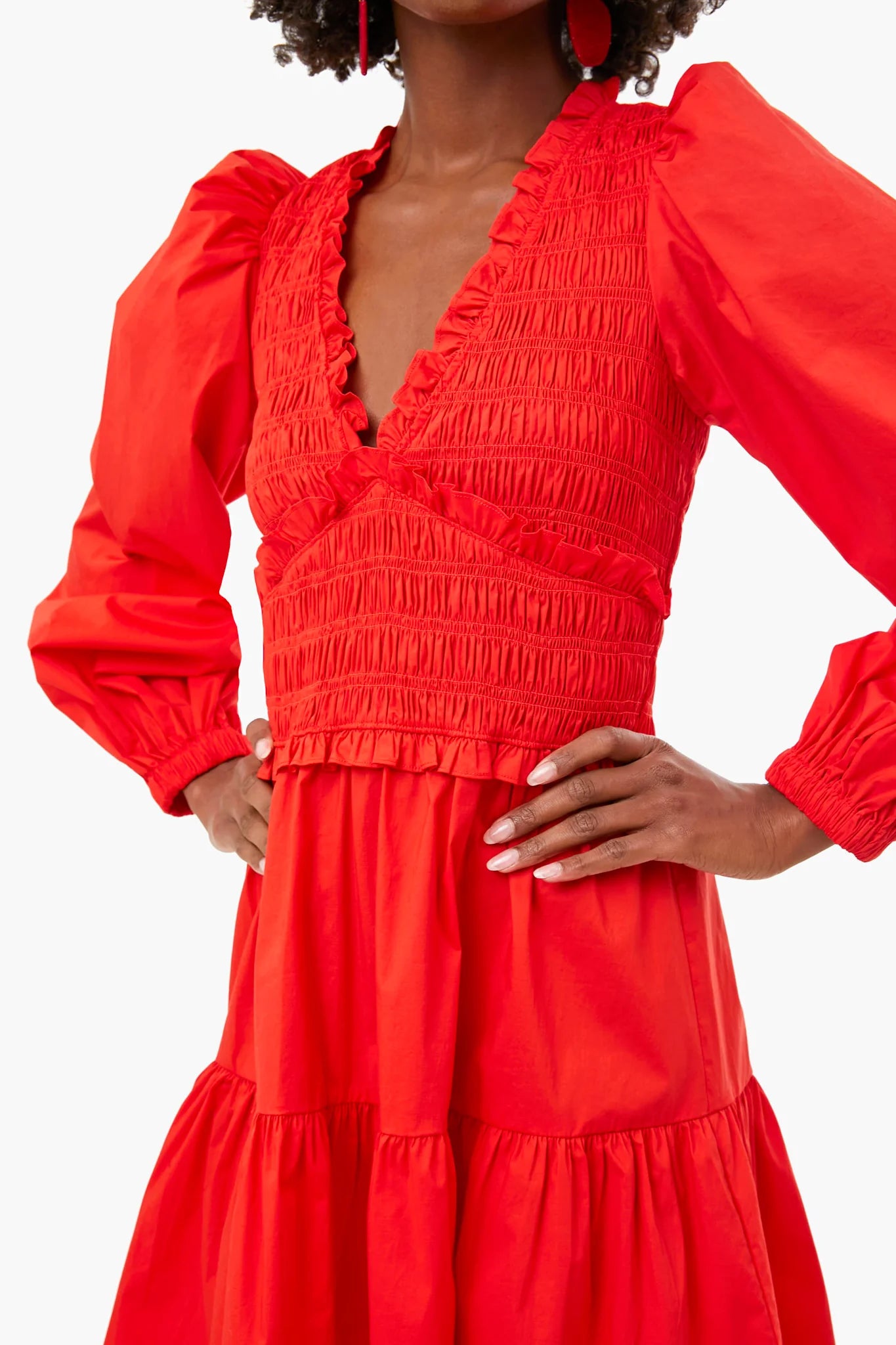 Scarlet Gaia Solid Cotton Long Sleeve Mini Dress