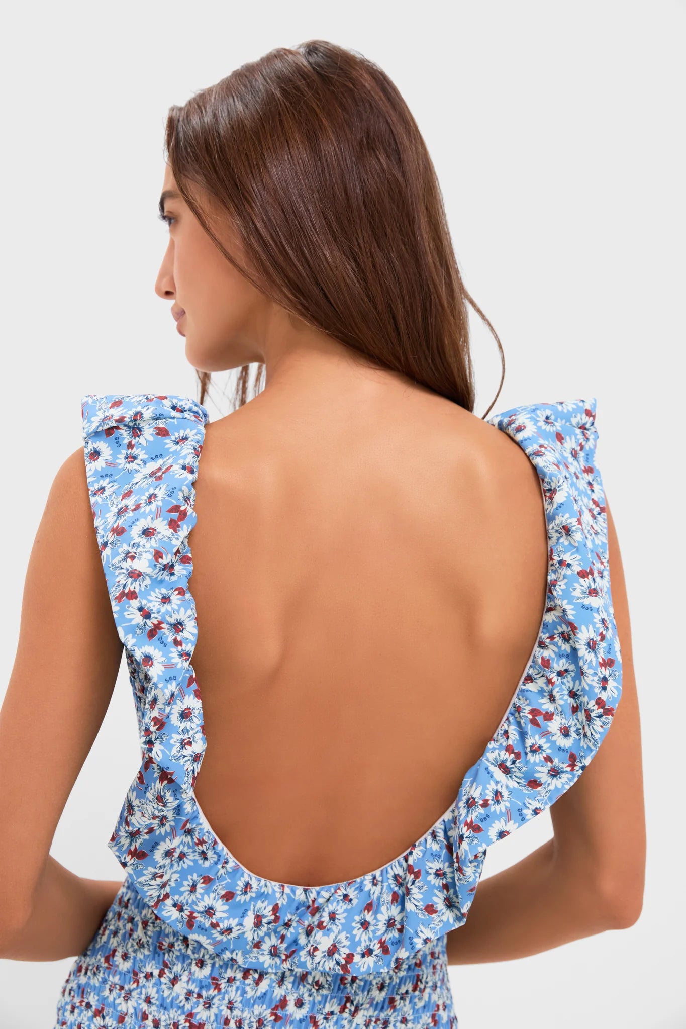 Blue Whitney Print Flutter Sleeve One Piece