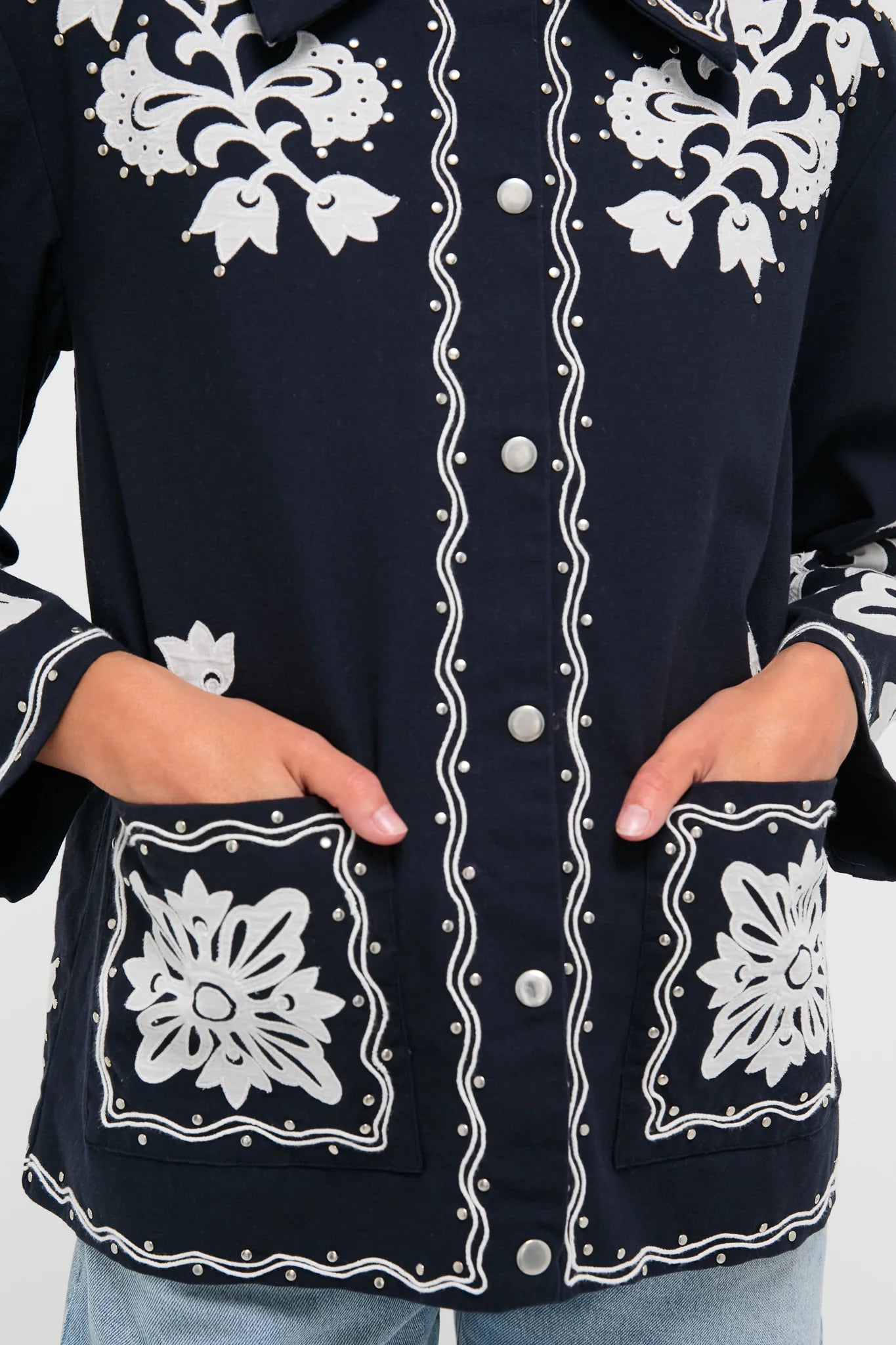 Navy Liliana Applique Jacket