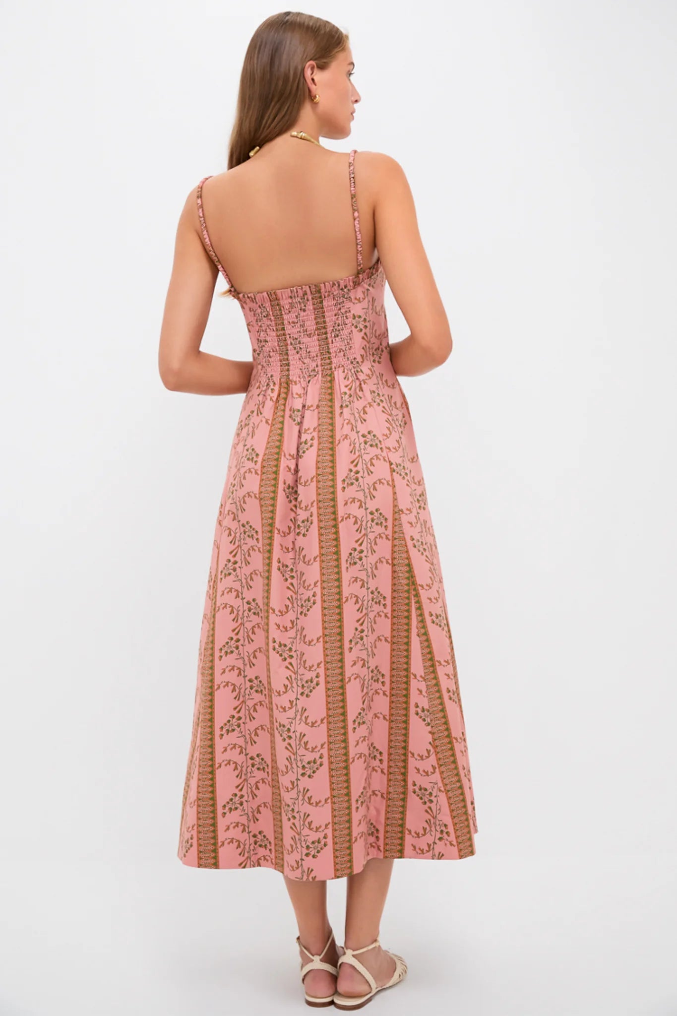 Rust Dandelion Floral Stripe Maisie Dress