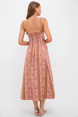 Rust Dandelion Floral Stripe Maisie Dress