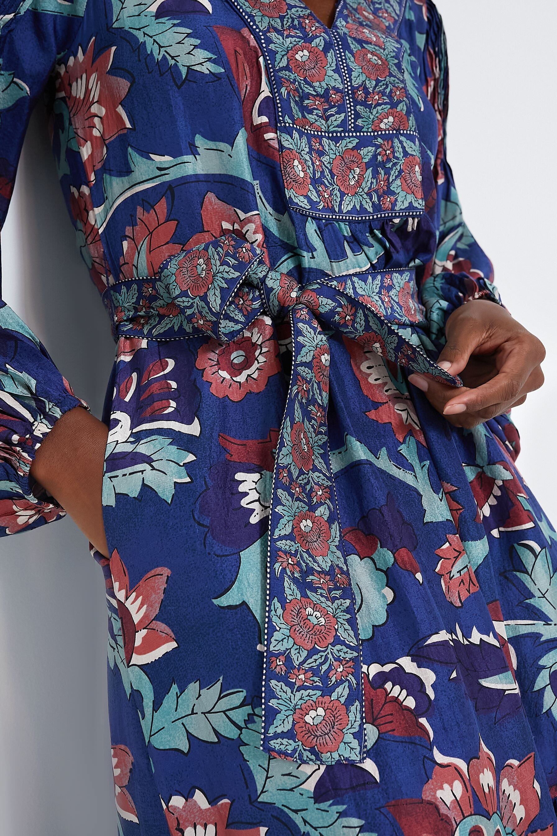 Rose Rory Print Long Sleeve Dress with Belt