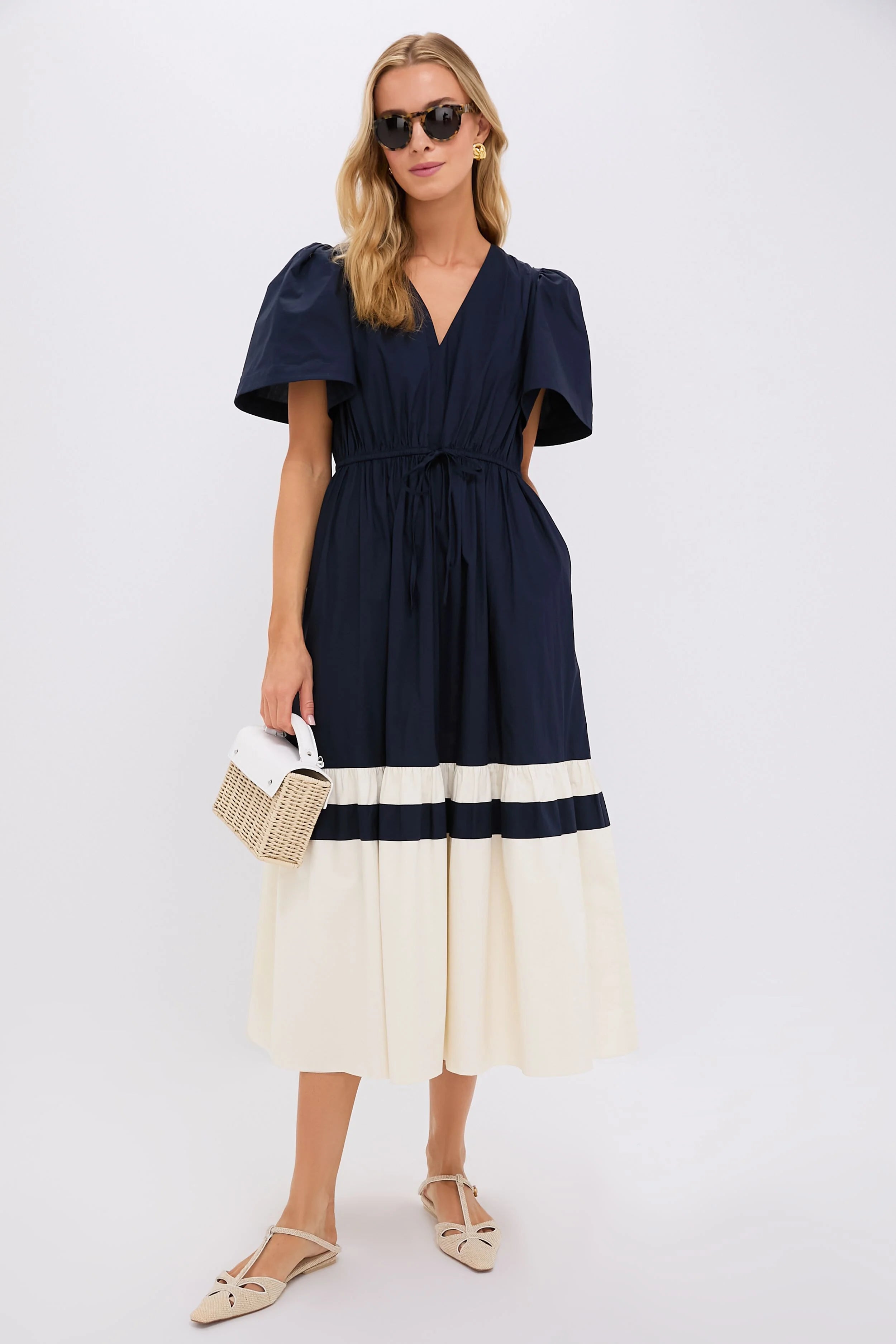 Navy and Cream Cotton Mitchell Dress