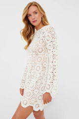 White Lakshmi Embroidery Longsleeve Tunic Dress