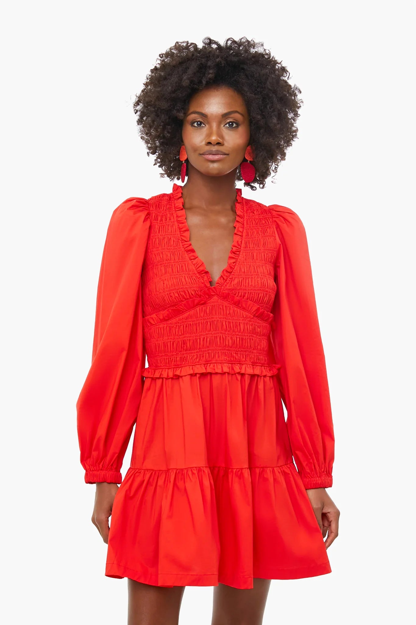 Scarlet Gaia Solid Cotton Long Sleeve Mini Dress