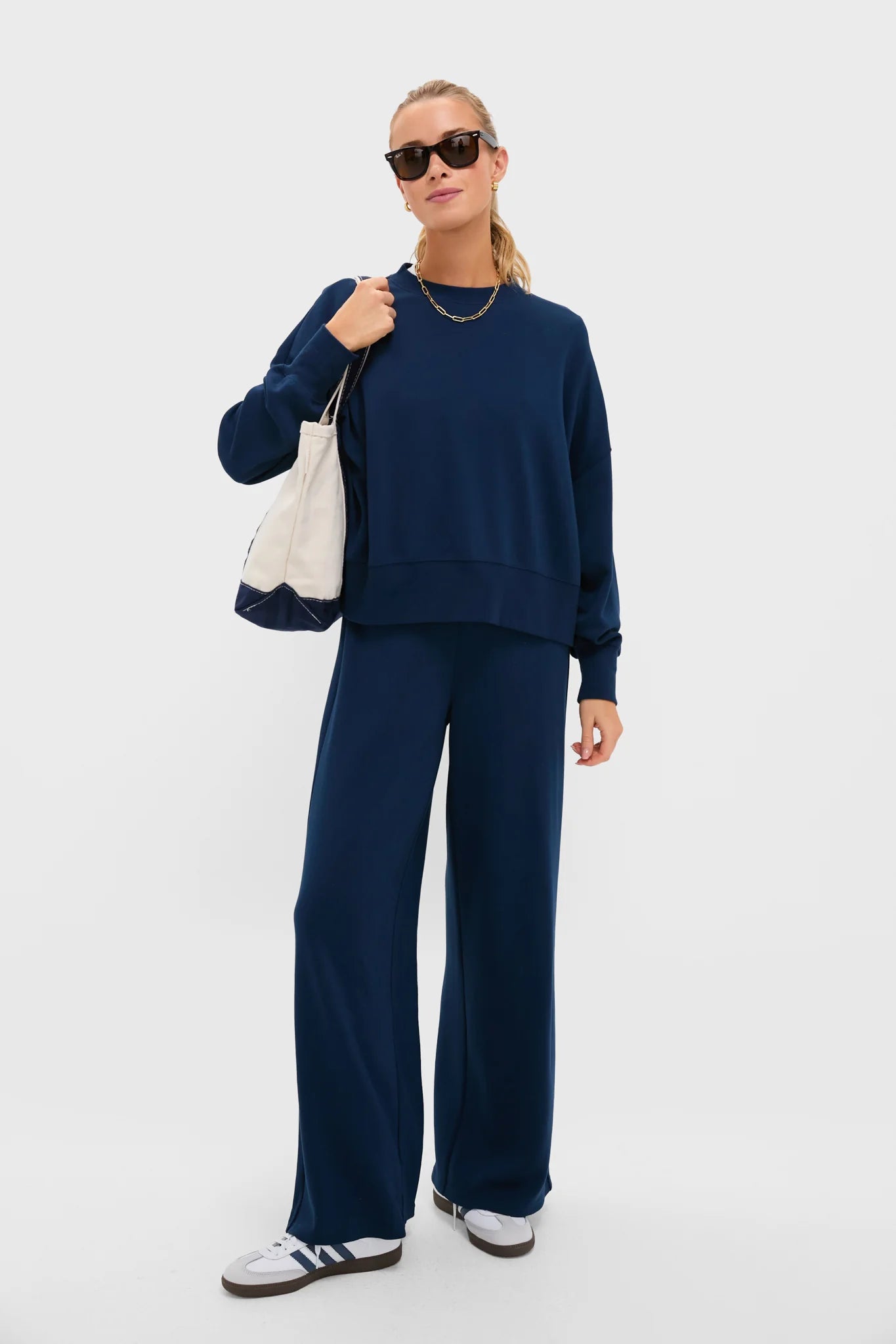 Navy Cropped Comfort Stretch Oliver Pullover