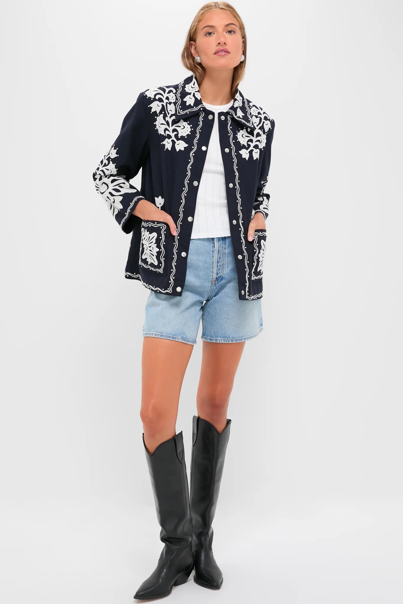 Navy Liliana Applique Jacket