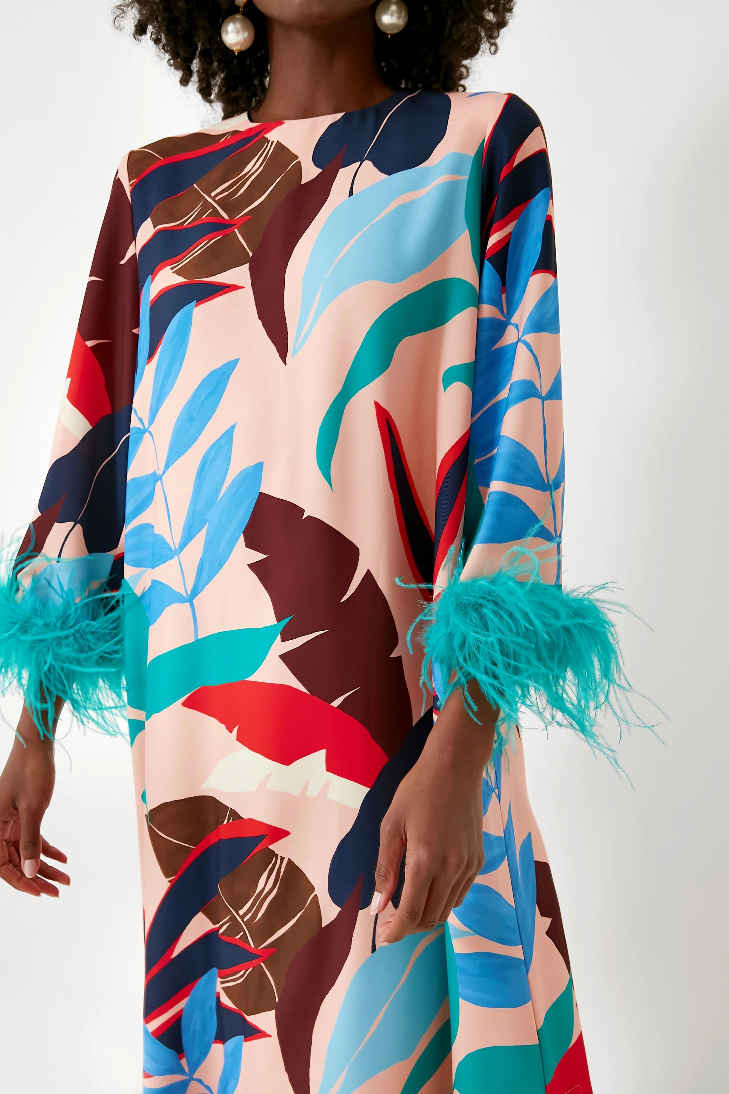 Vibrant Palm Feather Jamie Dress