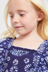 Navy Yana Tie Dye Flutter Sleeve Dress