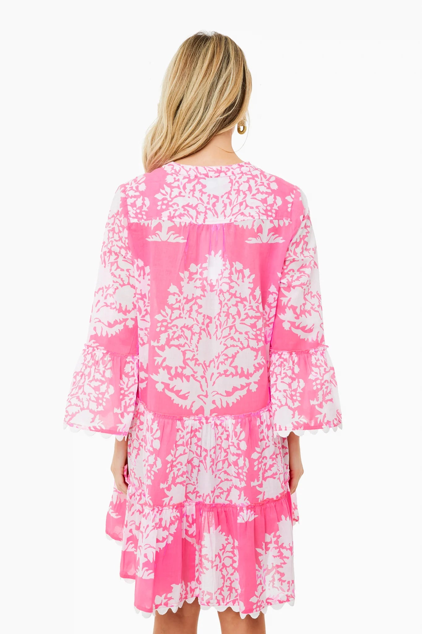 Fuchsia Palladio Print Flared Sleeve Dress