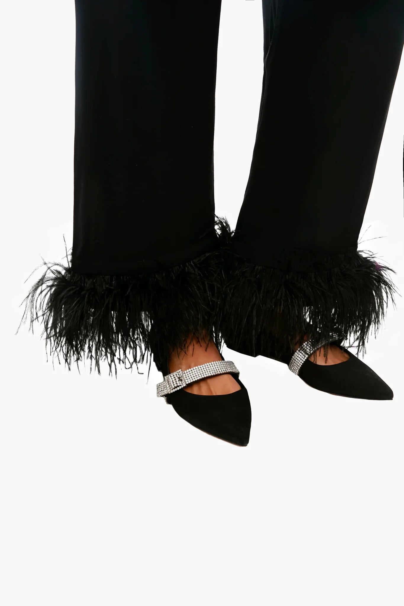 Black Pajama Set with Feathers