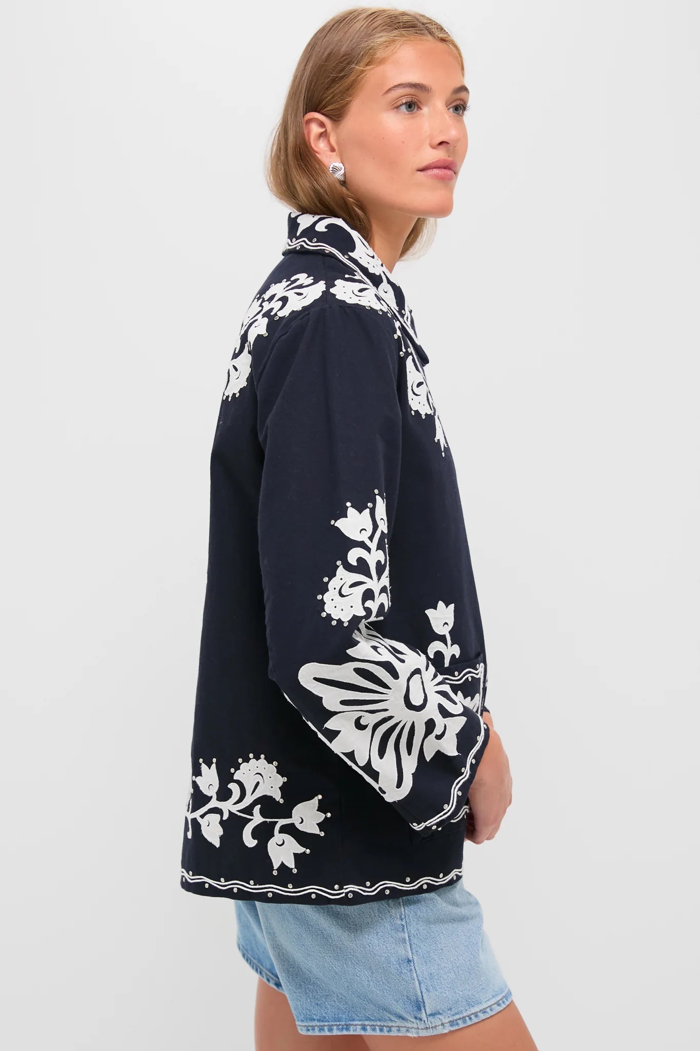 Navy Liliana Applique Jacket