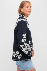 Navy Liliana Applique Jacket