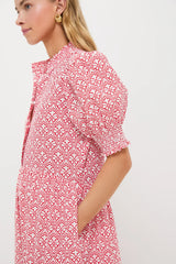 Red & White Quatrefoil Bennett Maxi Dress