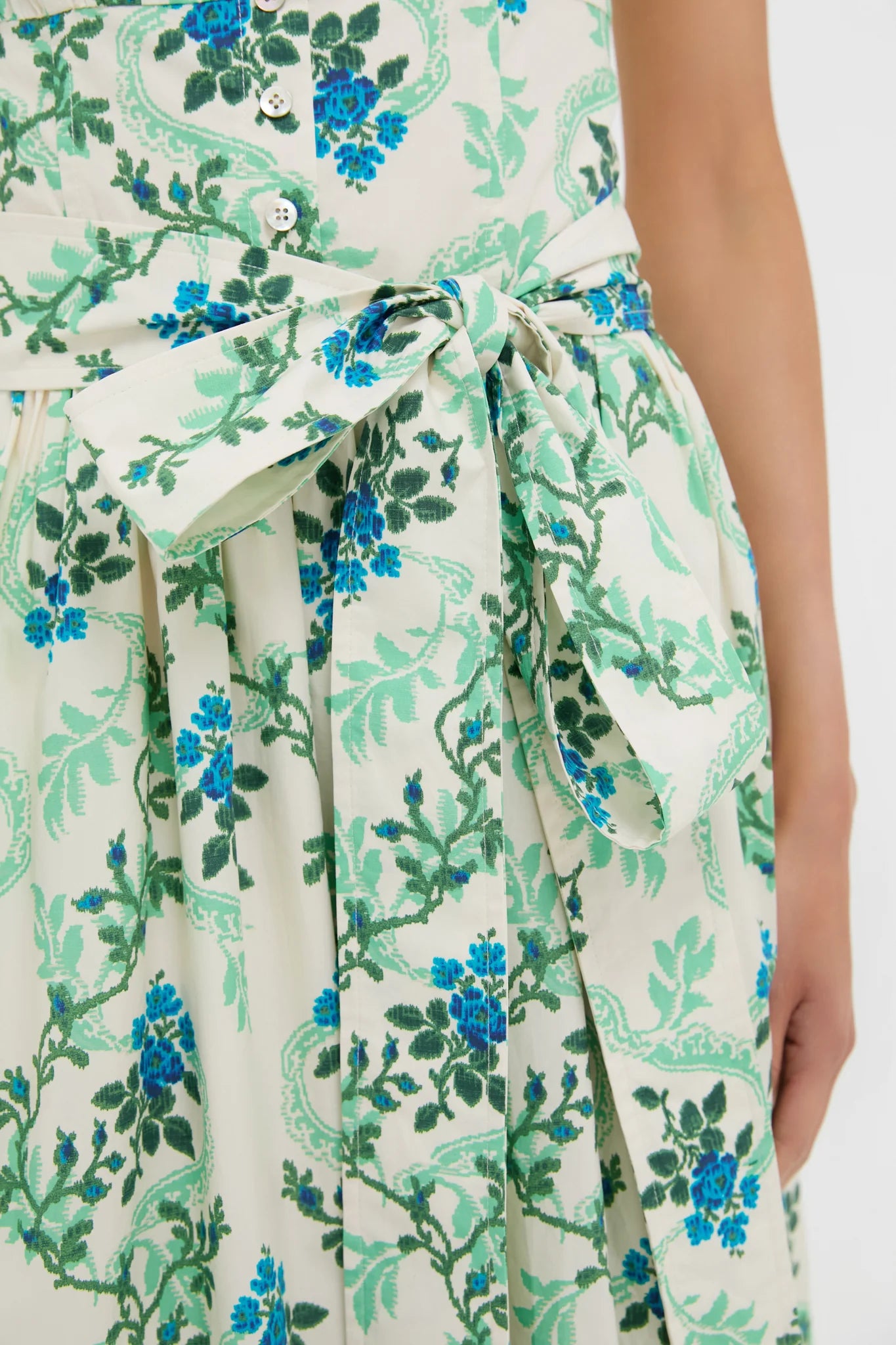 Cerulean Vine Cotton Poplin Sophie Dress