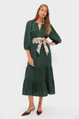 Dark Green Hammered Satin Lyles Dress