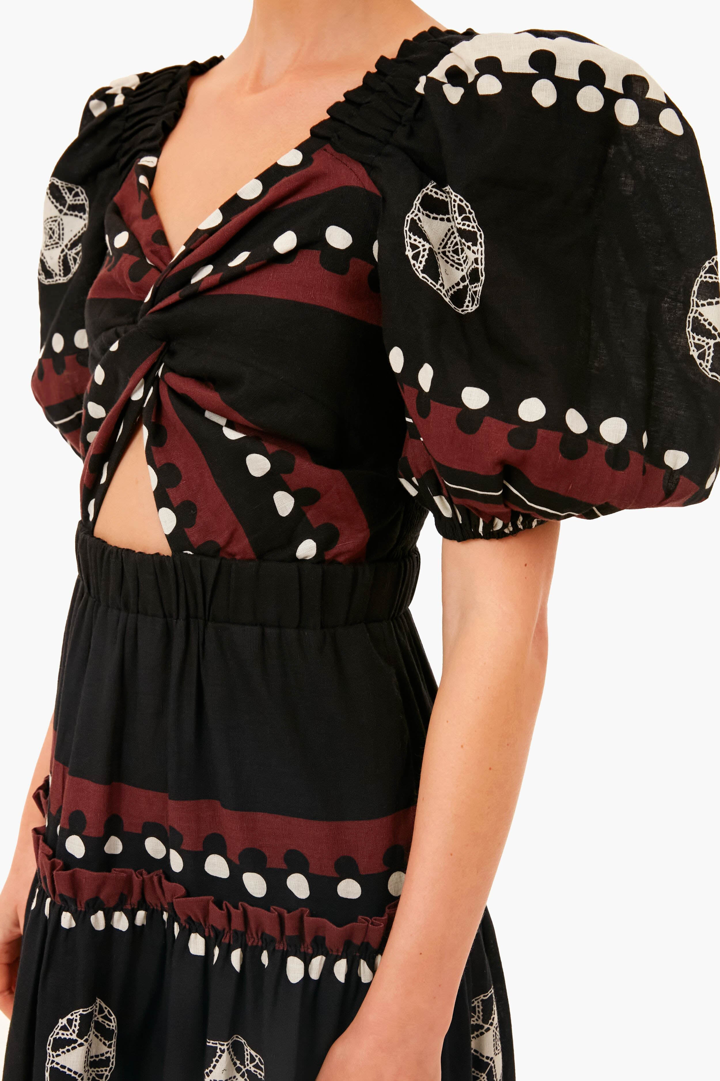 Black Liora Puff Sleeve Cut Out Dress