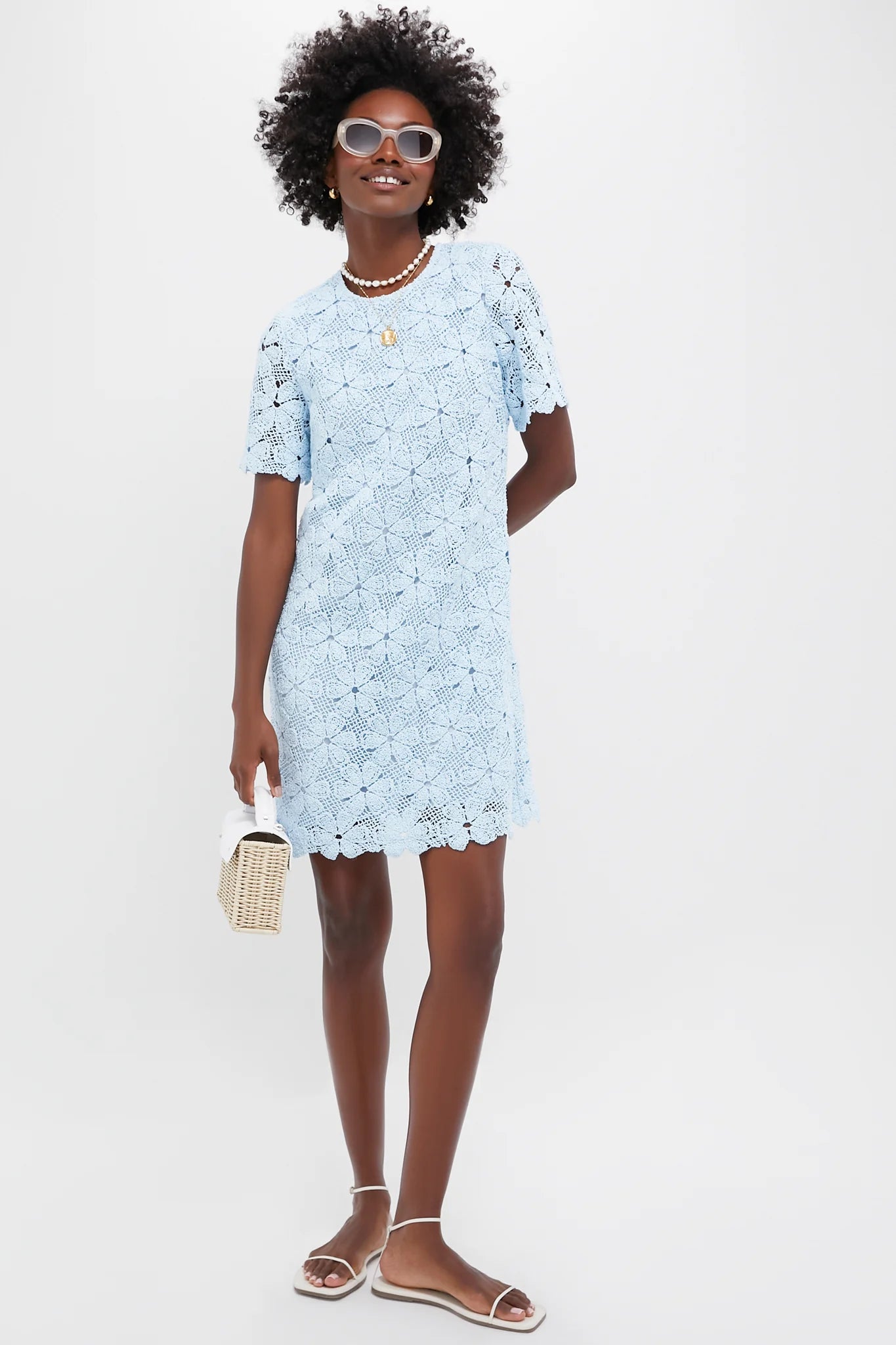 Light Blue Crochet Belclaire Dress