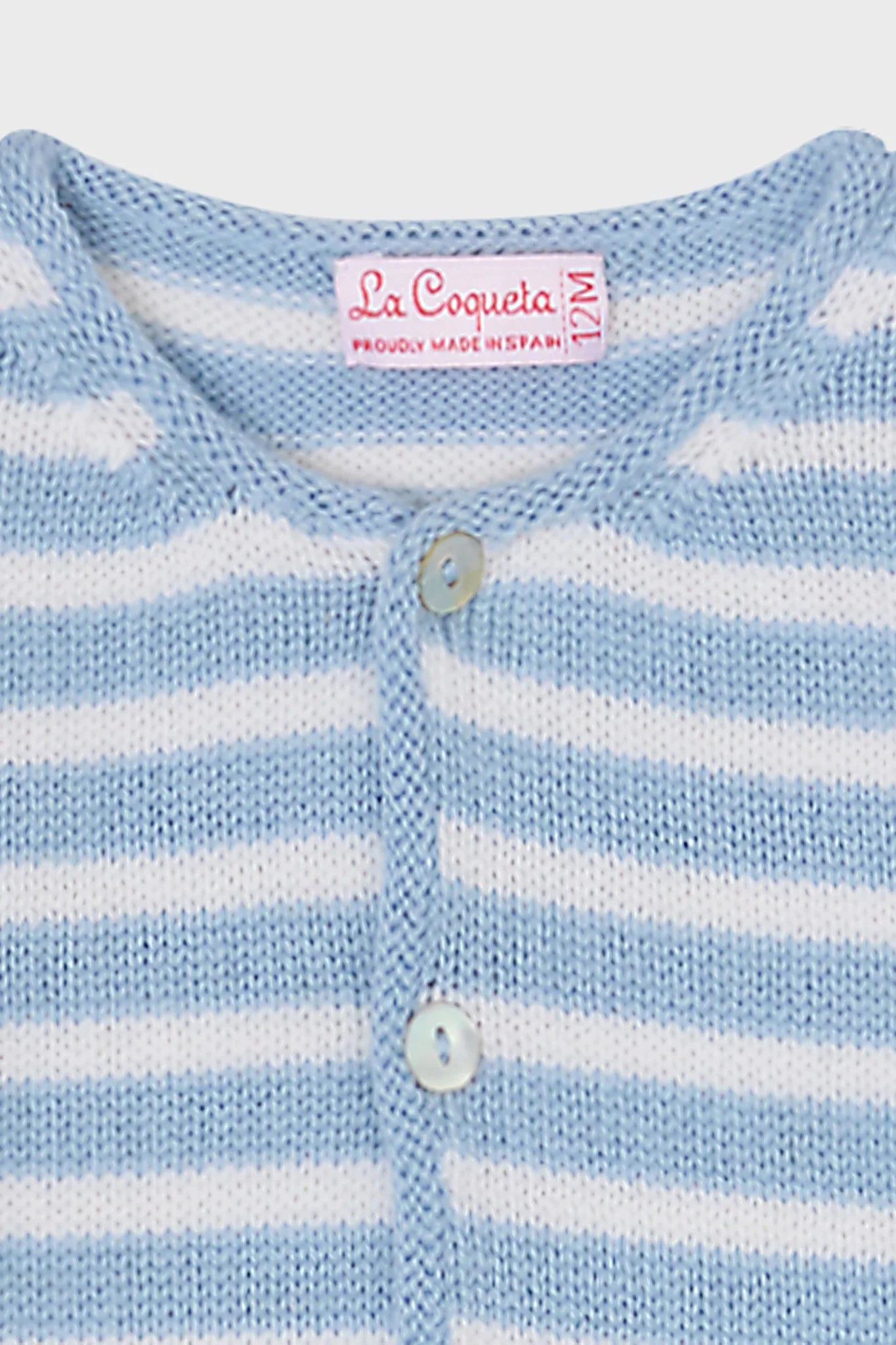 Dusty Blue Stripe Pinto Merino Baby Knitted Set