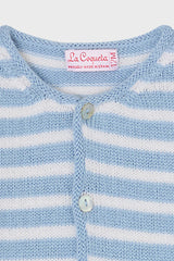 Dusty Blue Stripe Pinto Merino Baby Knitted Set