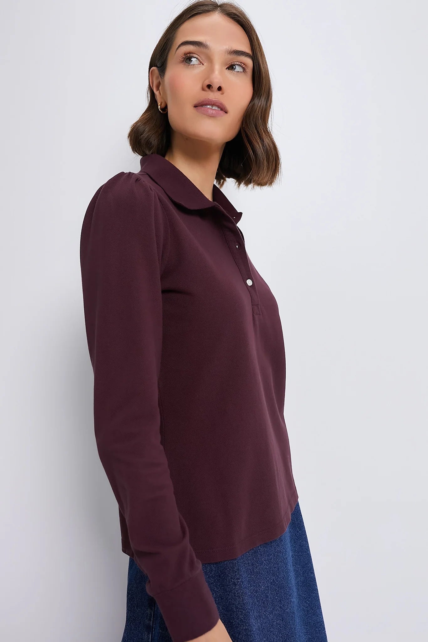Winetasting Long Sleeve Pique Puff Sleeve Peggy Polo