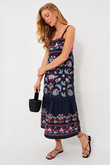 Navy Eclisse Embroidery Slip Dress