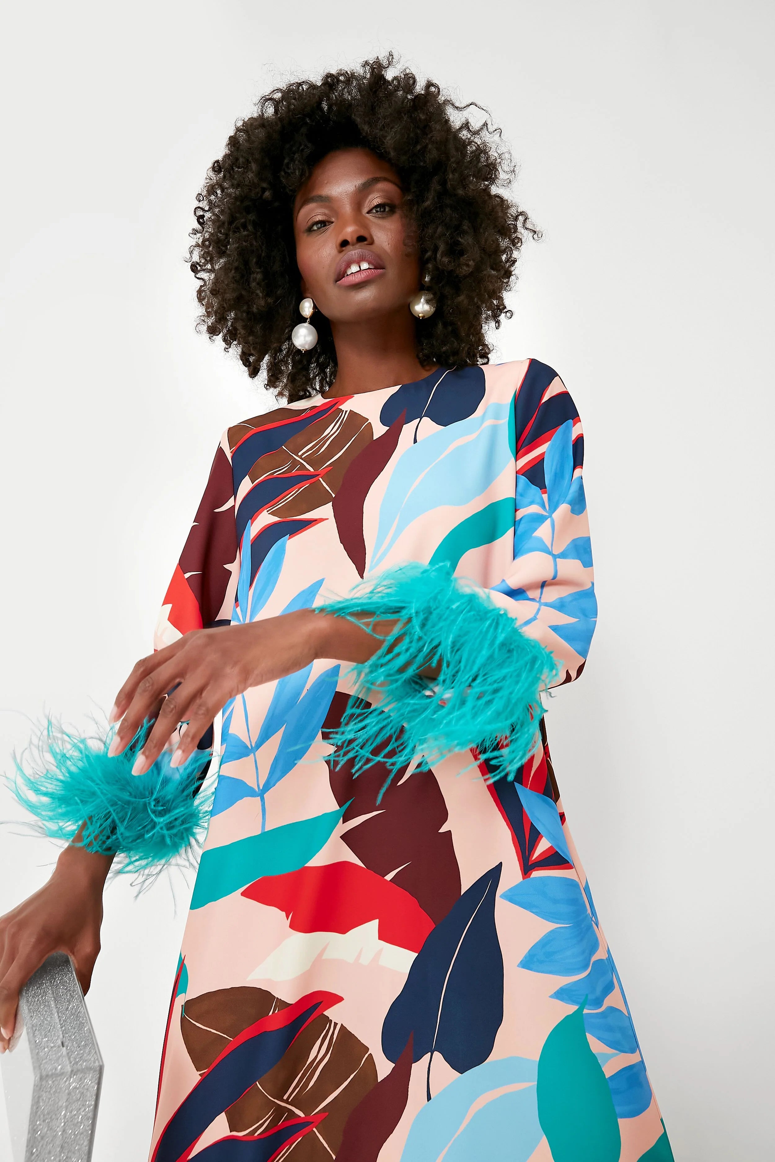 Vibrant Palm Feather Jamie Dress