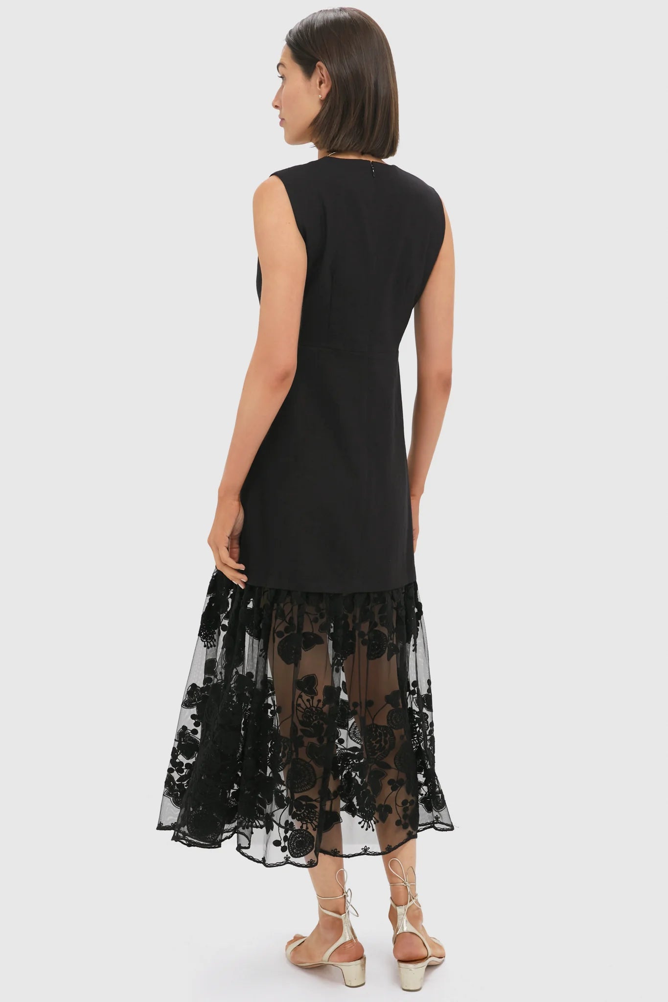 Black Arielle Lace V-Neck Midi Dress