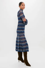 Navy Tonal Lorraine Knit Maxi Dress