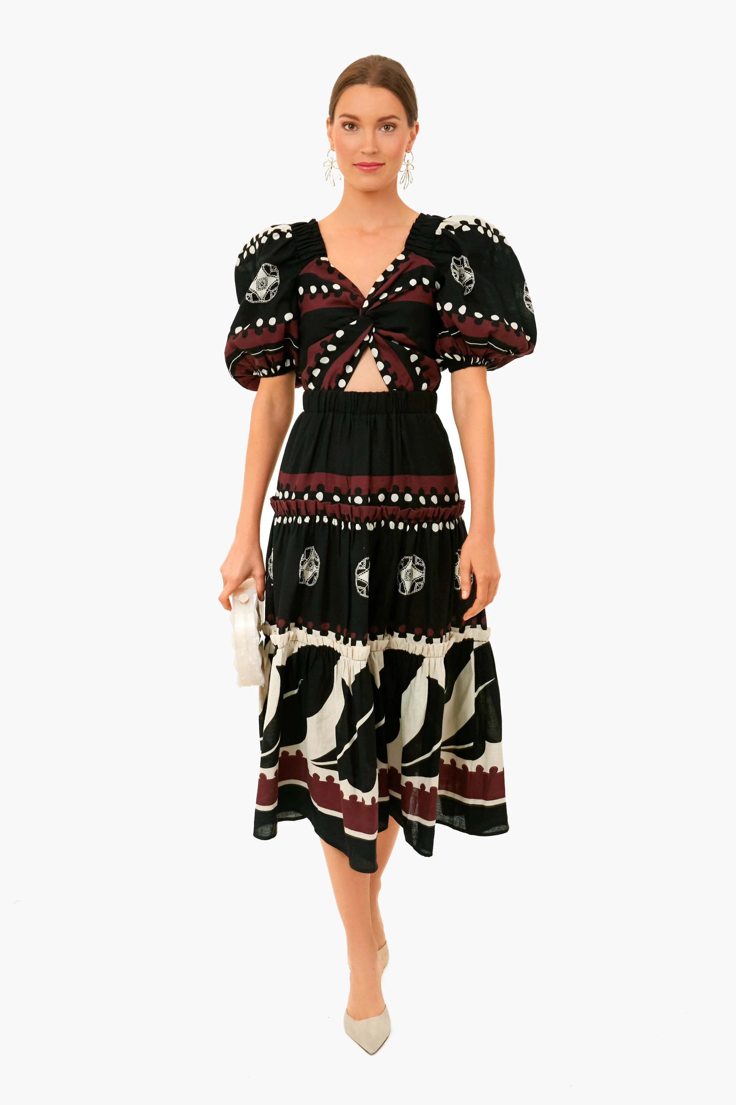 Black Liora Puff Sleeve Cut Out Dress