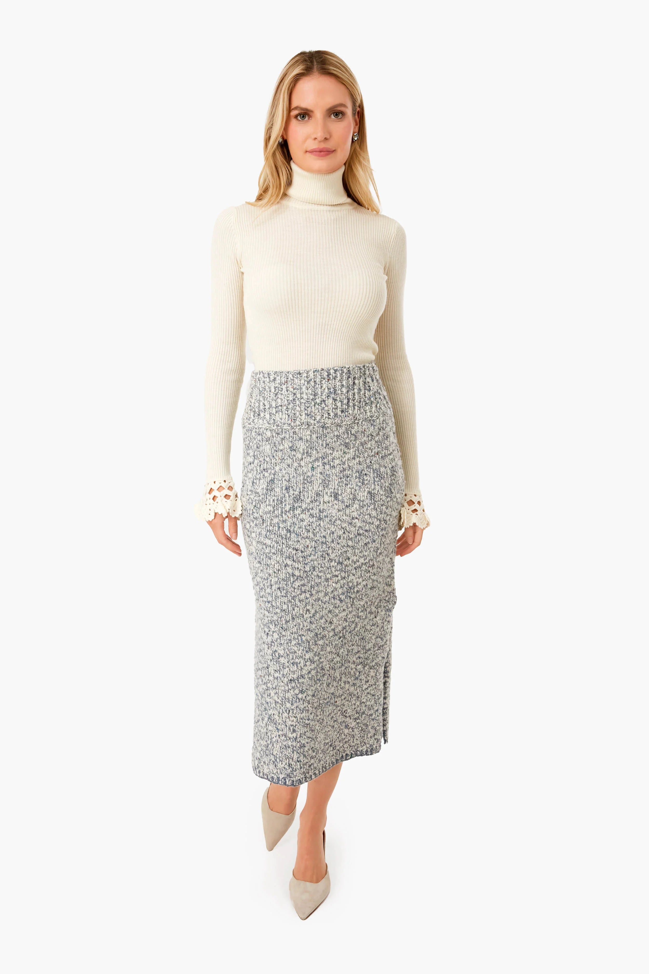 Cream Wynter Rib Knit Turtleneck