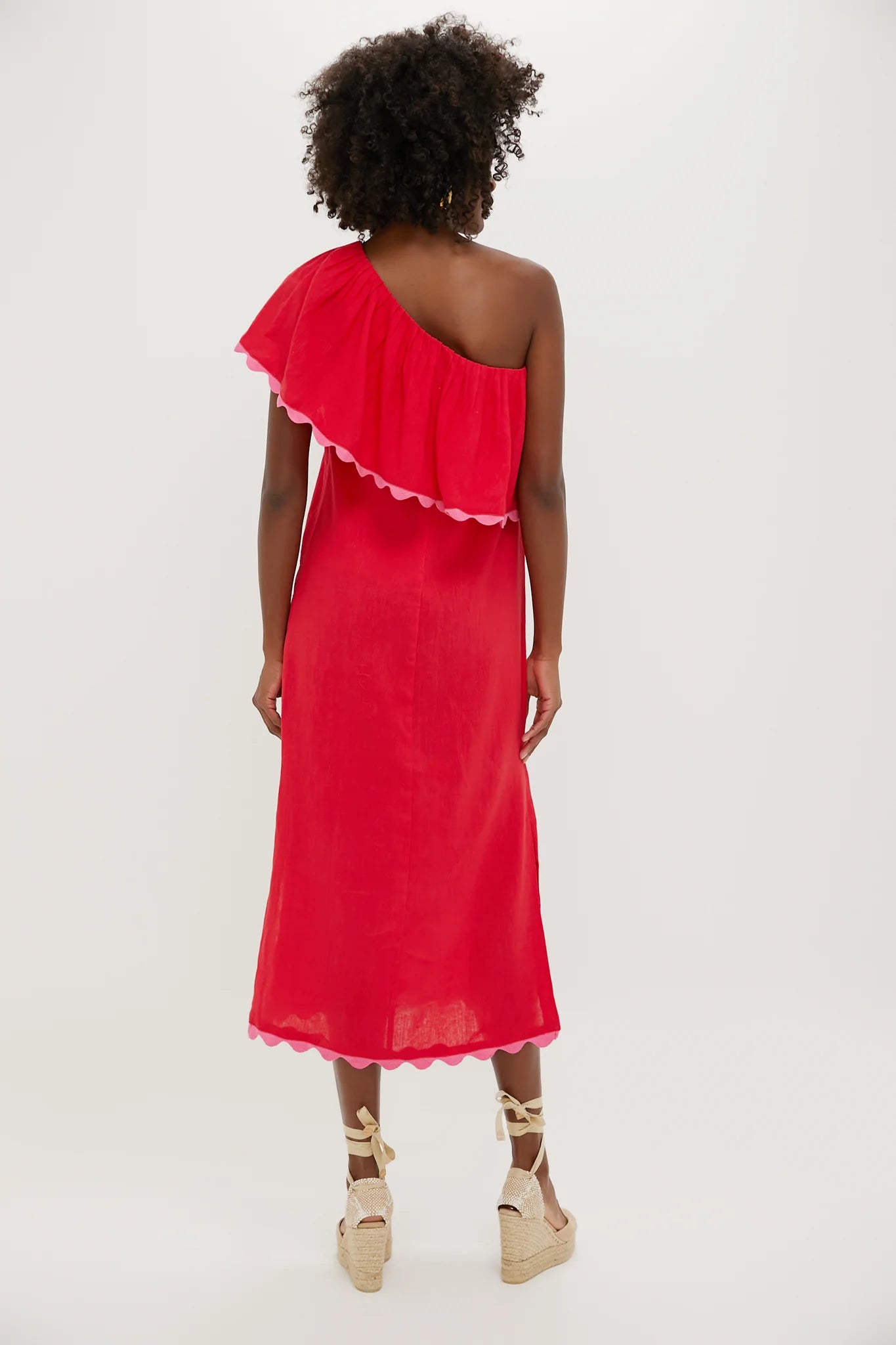 Hibiscus Red Linen Amalfi Dress