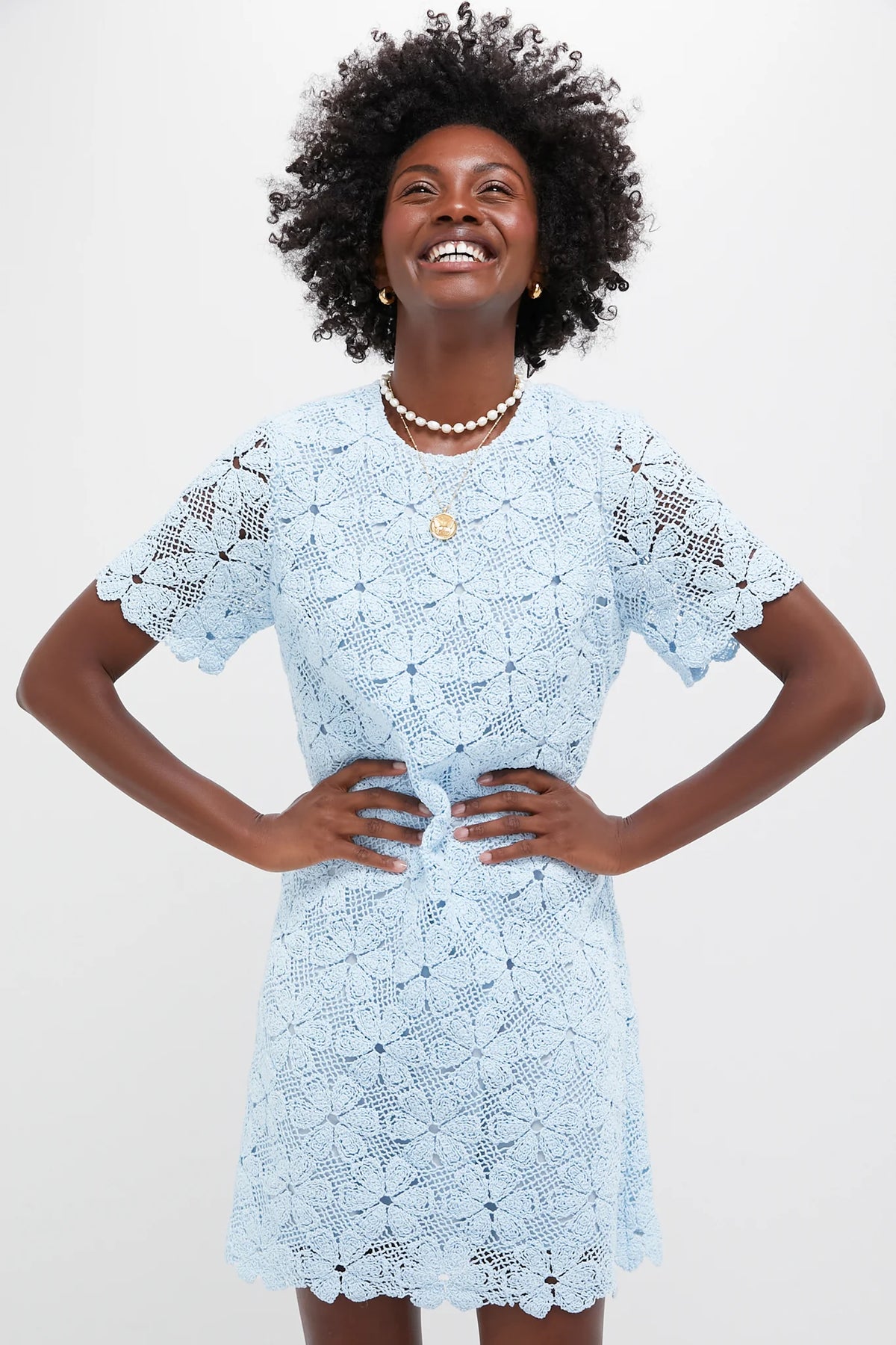 Light Blue Crochet Belclaire Dress